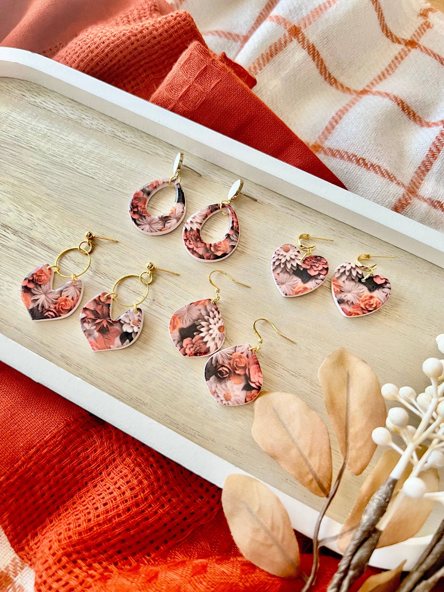 Fall Floral Earrings, Fall Flower Earrings, Fall Earrings