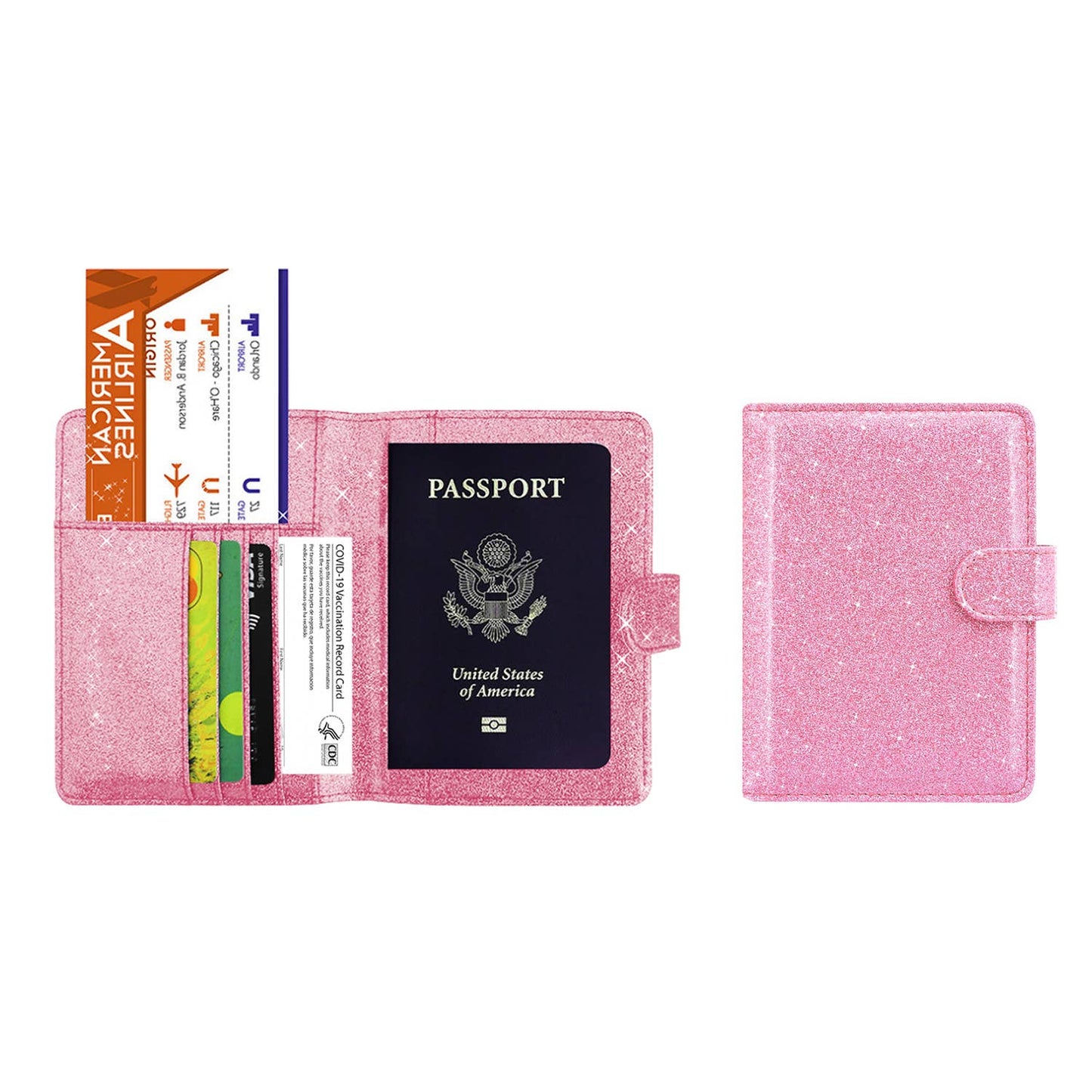 Glitter Bling RFID Passport Organizer With CDC Card Holder