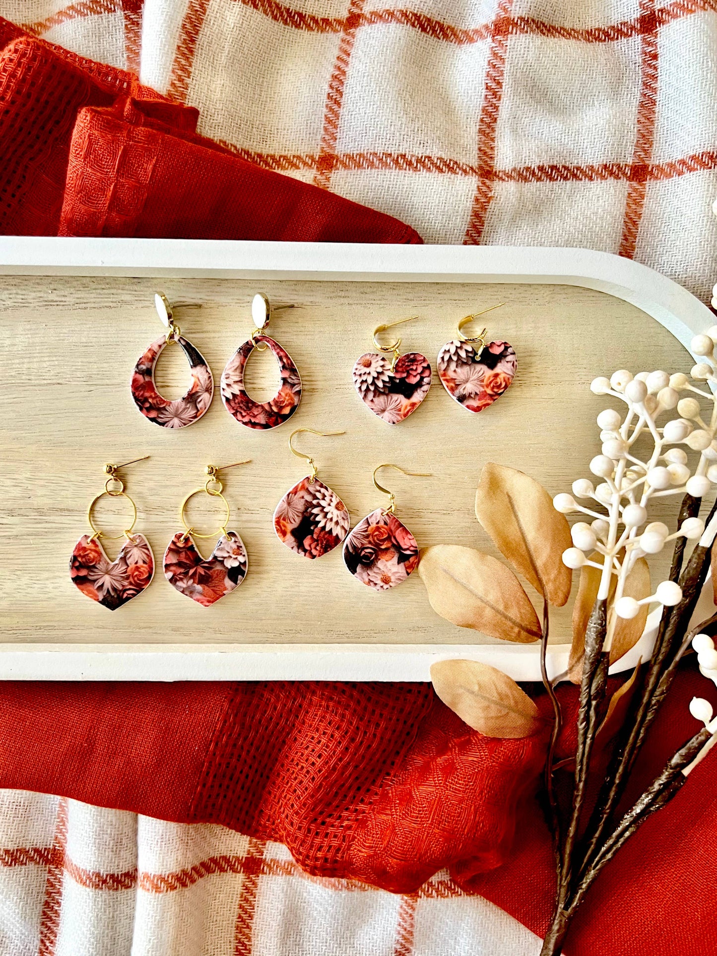 Fall Floral Earrings, Fall Flower Earrings, Fall Earrings