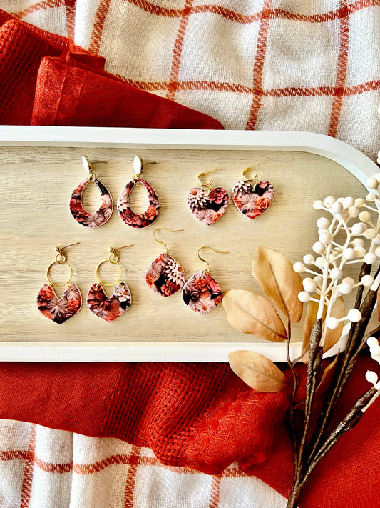 Fall Floral Earrings, Fall Flower Earrings, Fall Earrings