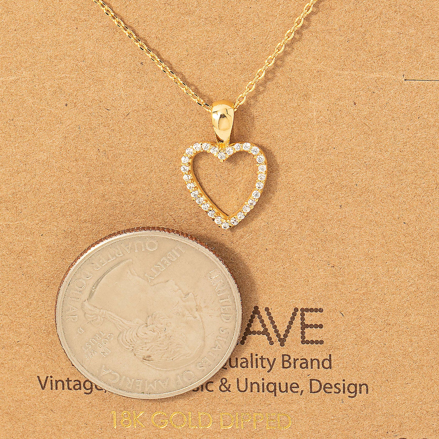 Dainty Pave Heart Cutout Pendant Necklace
