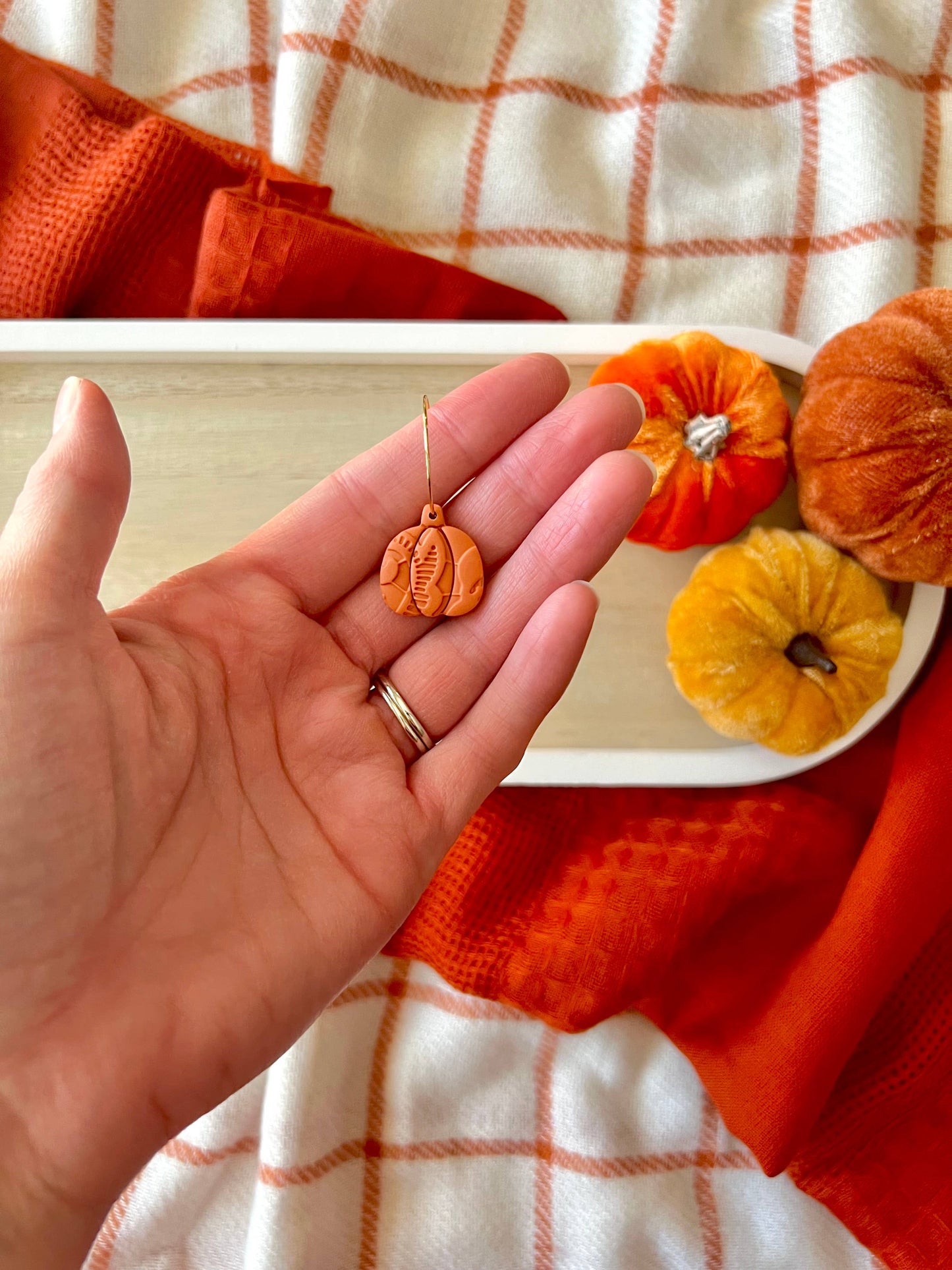 Lace Pumpkin Earrings, Pumpkin Clay Earrings, Fall Earrings