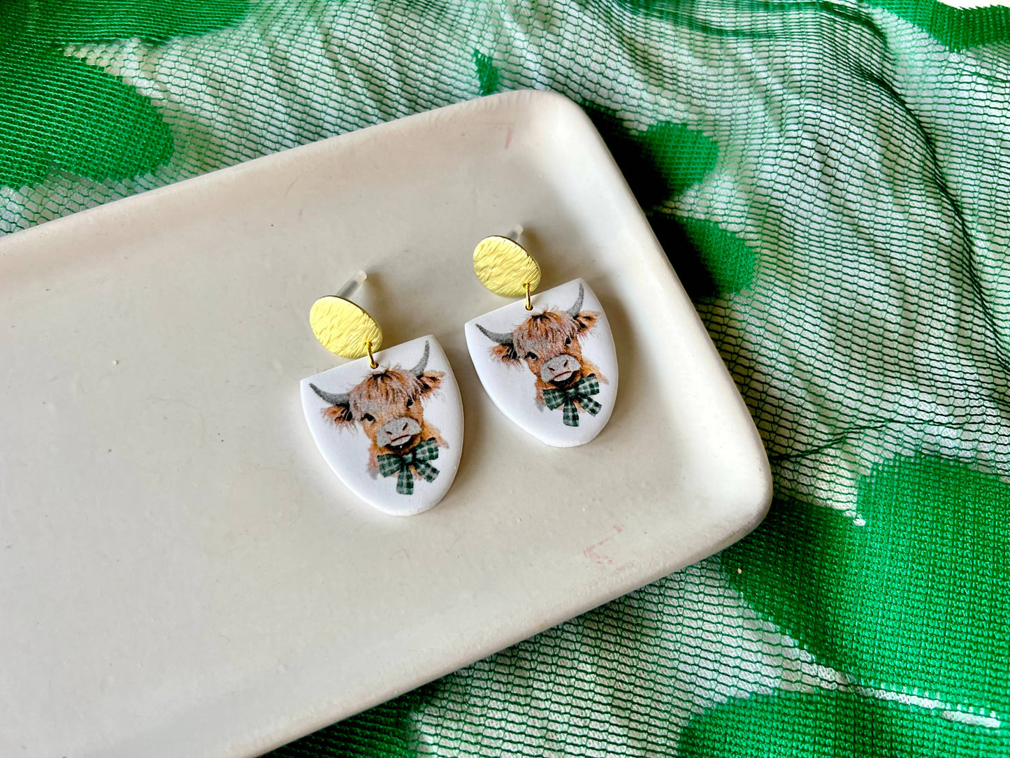 Highland Cow Earrings, Cow Clay Earrings, Lucky Earrings