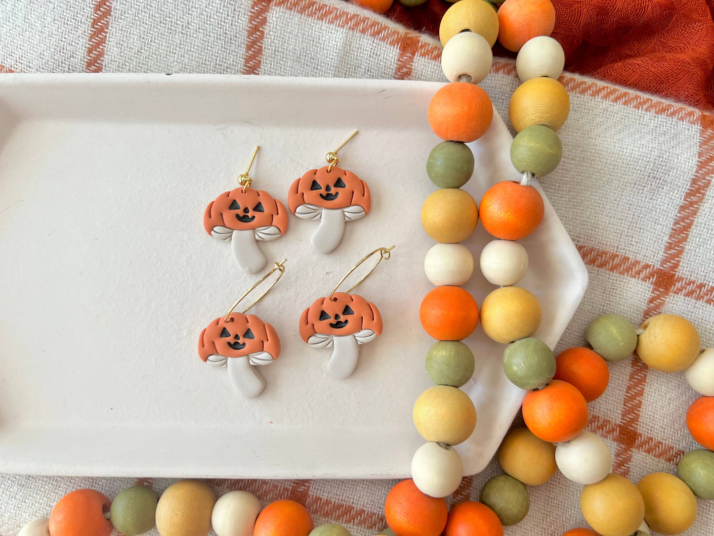 Pumpkin Mushroom Earrings, Fall Mushroom Earrings