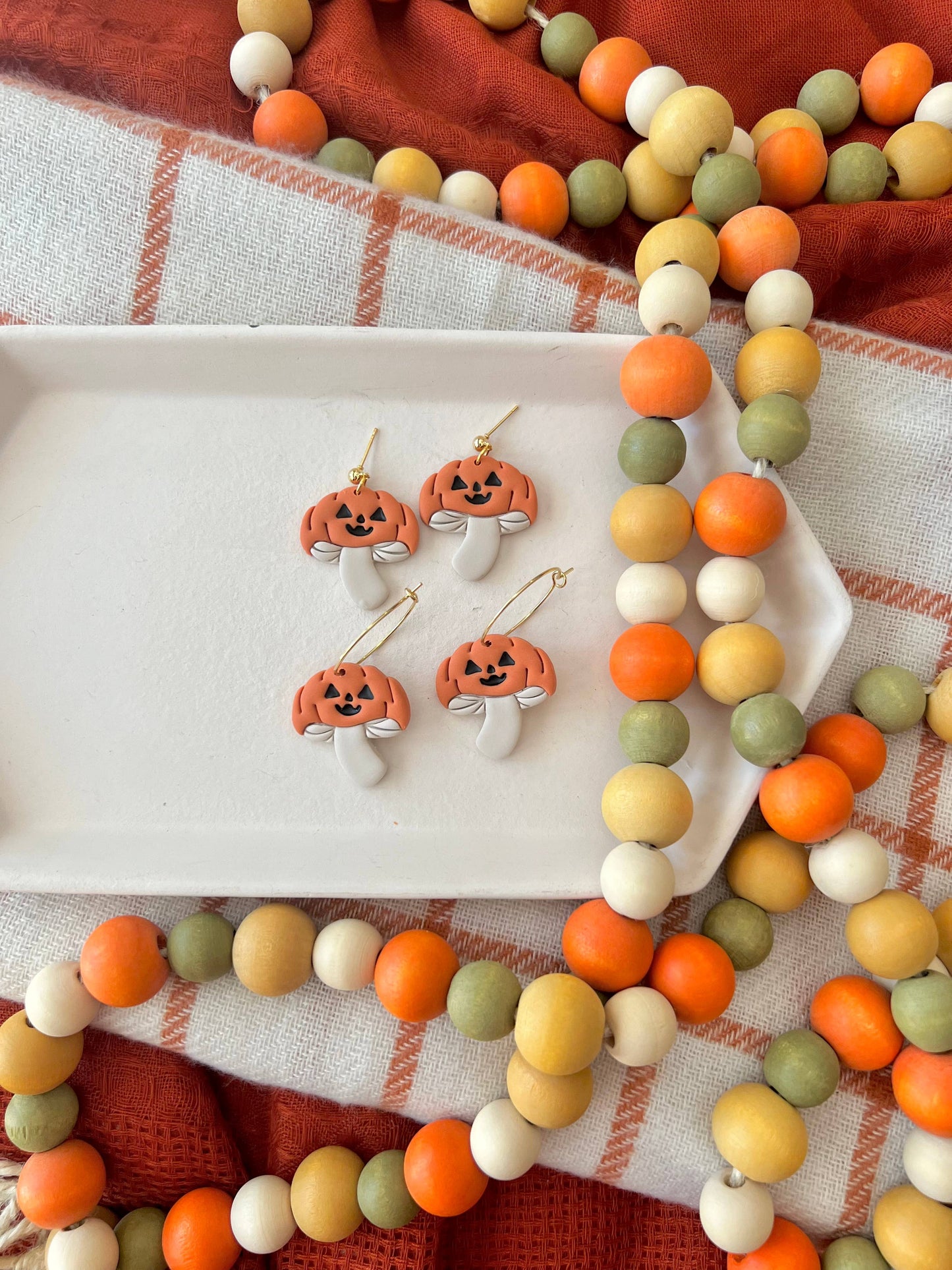 Pumpkin Mushroom Earrings, Fall Mushroom Earrings