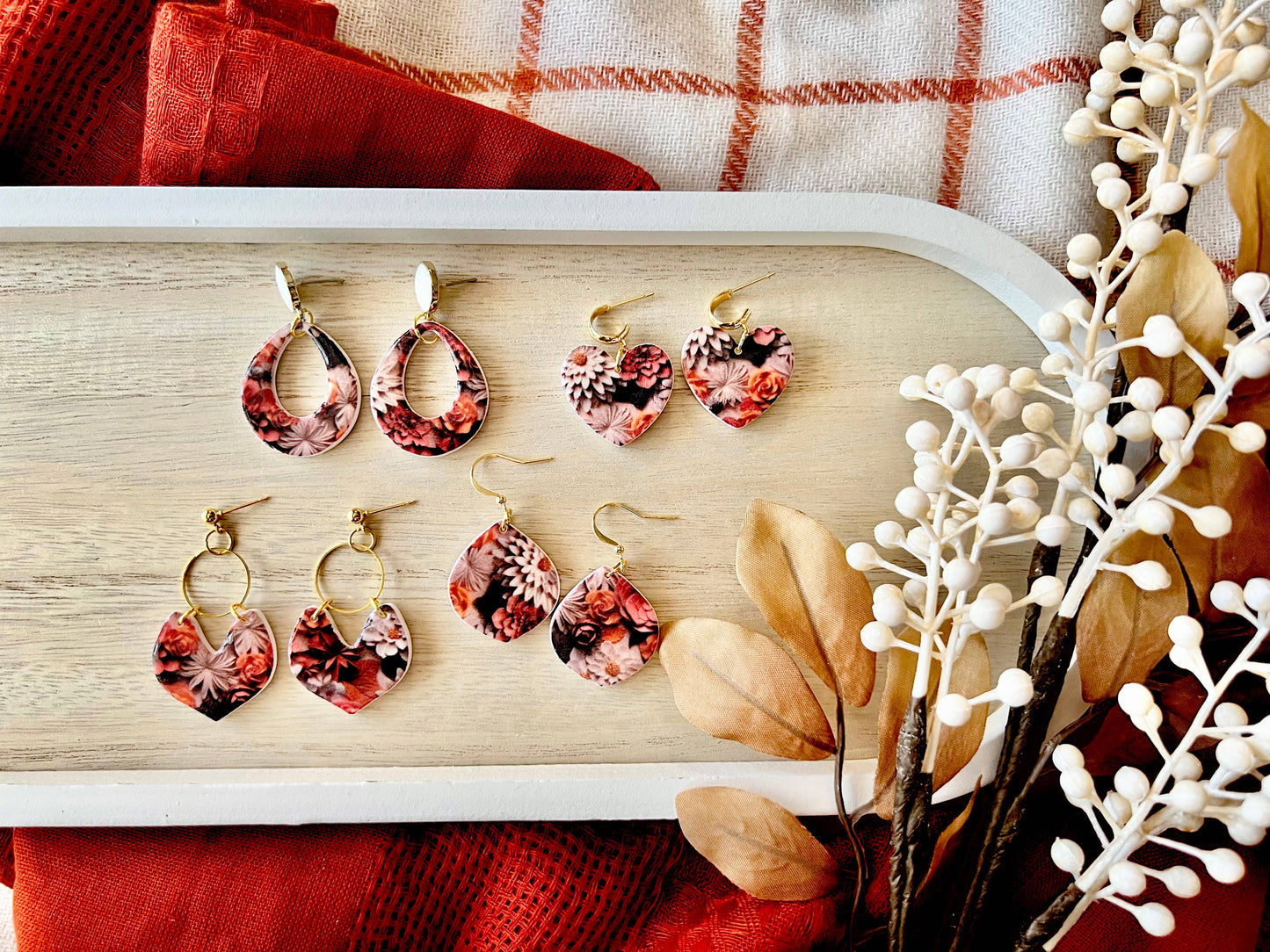 Fall Floral Earrings, Fall Flower Earrings, Fall Earrings