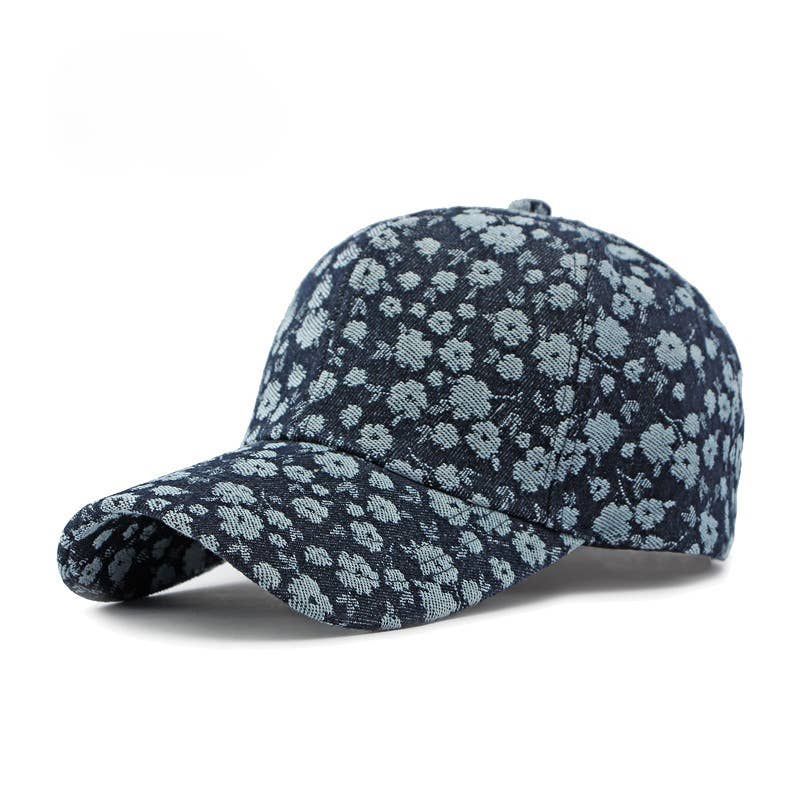 Boho Floral Denim Baseball Cap