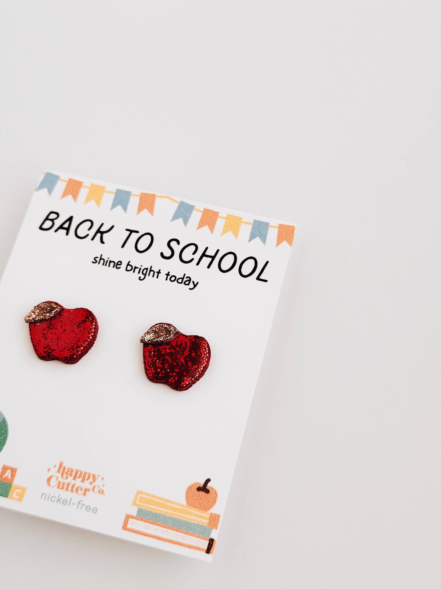 Glitter Apple Stud Earrings | Back to School Gift Studs