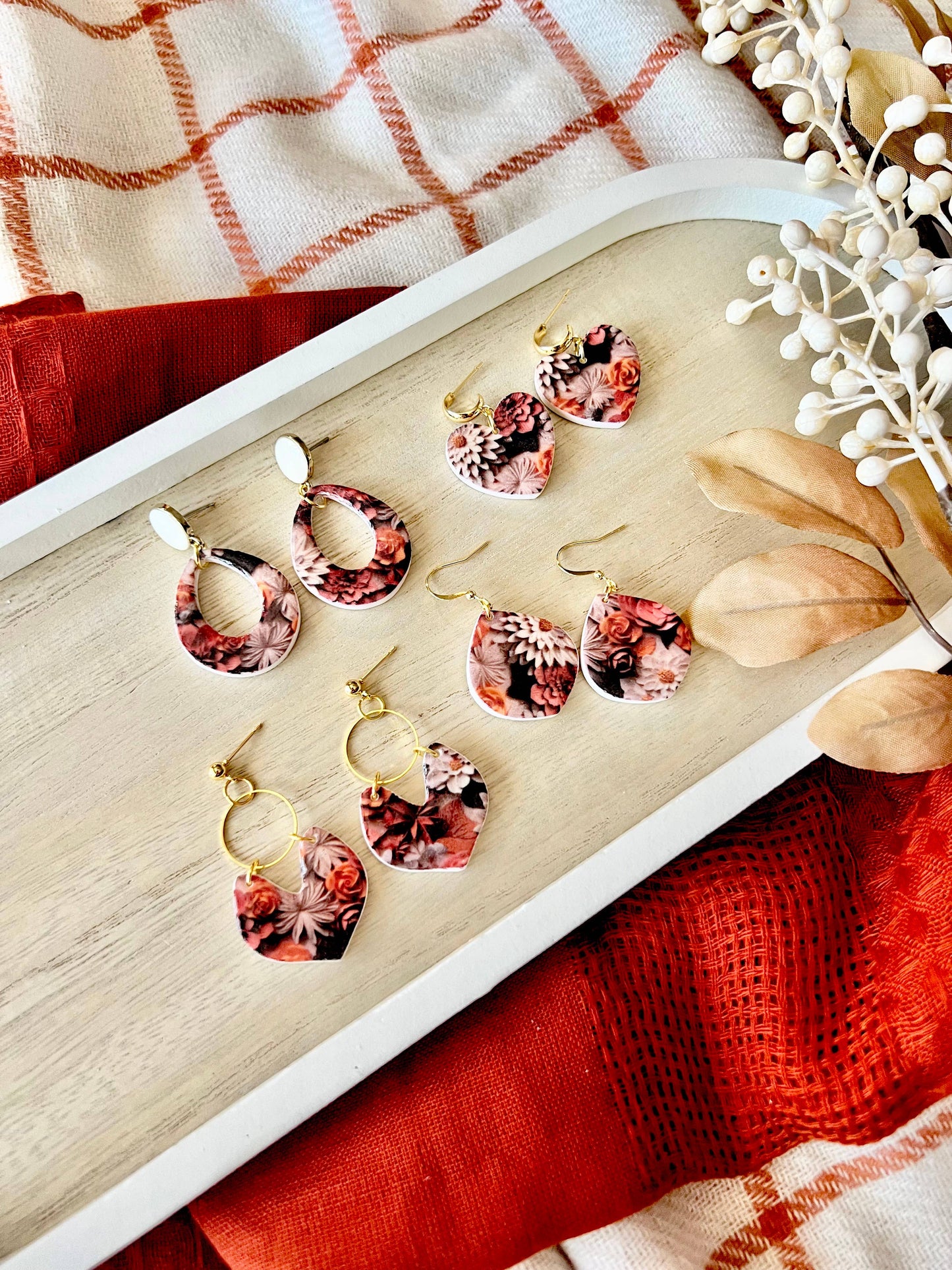 Fall Floral Earrings, Fall Flower Earrings, Fall Earrings
