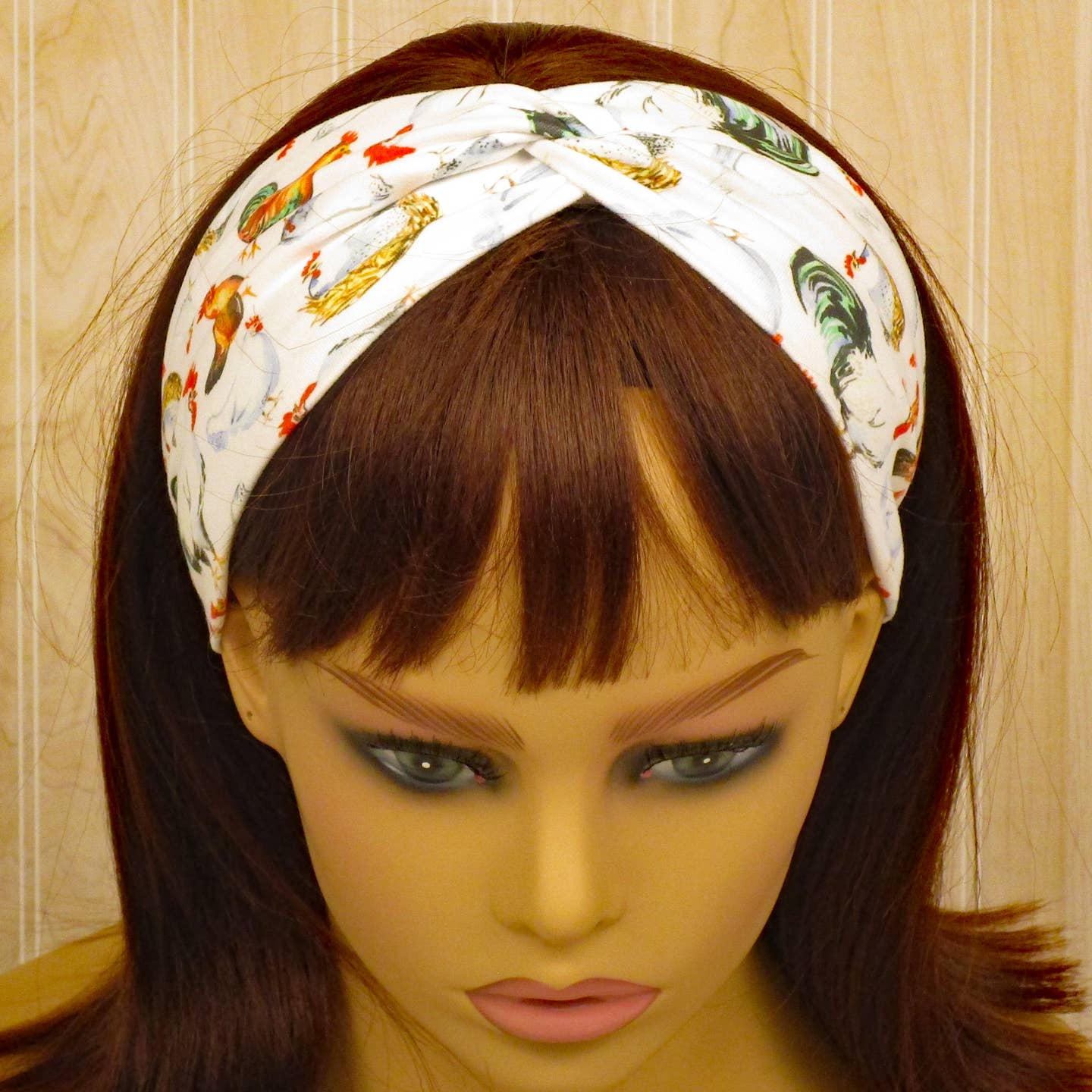 Chickens Roosters white background Knit Twist Headbands