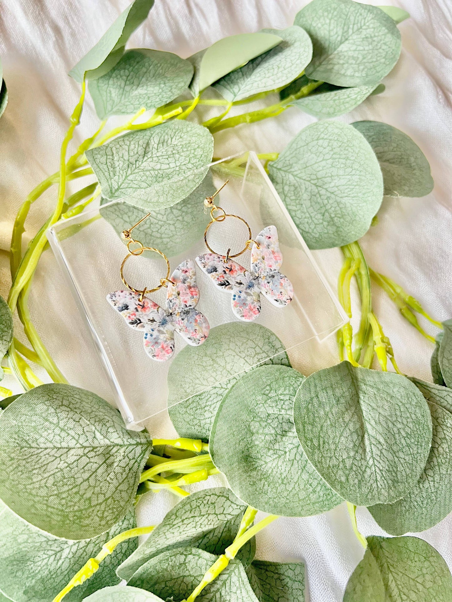 Floral Butterfly Earrings, Butterfly Earrings