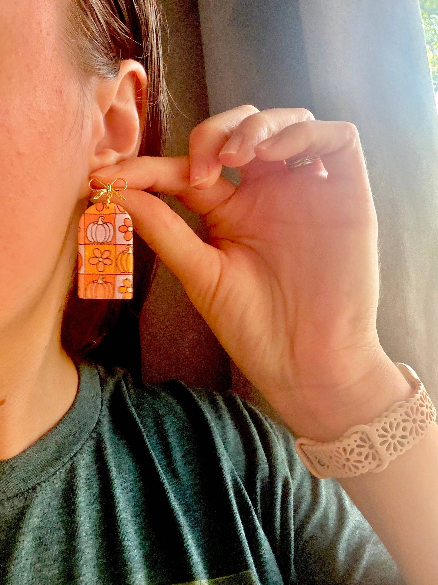 Groovy Pumpkin Earrings, Groovy Fall Earrings, Fall Earrings