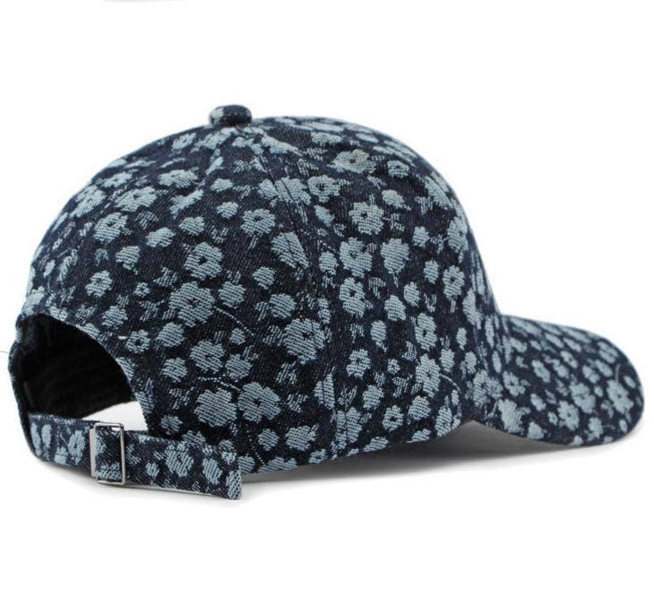 Boho Floral Denim Baseball Cap