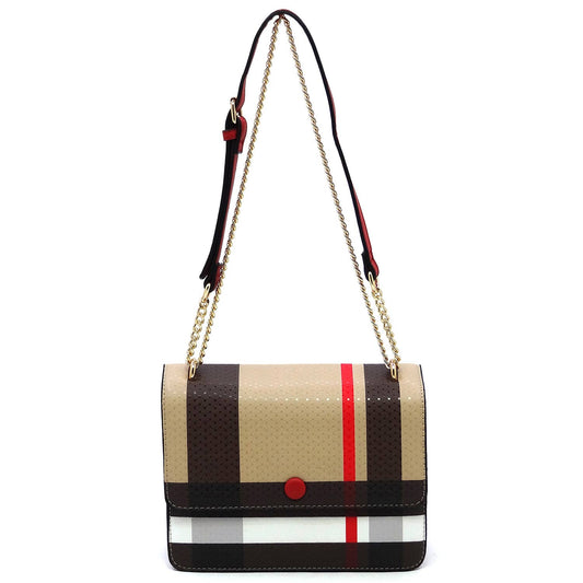 BT2763 Tartan Plaid Check Flap Crossbody Bag