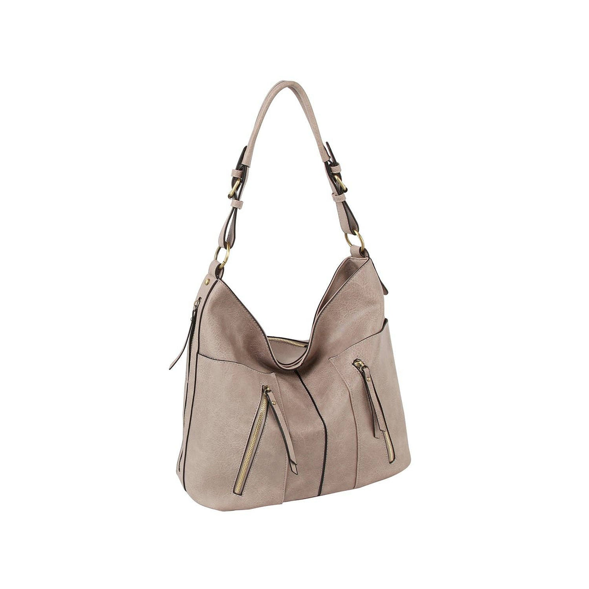 Trendy design two front zipper hobo shoulder bag