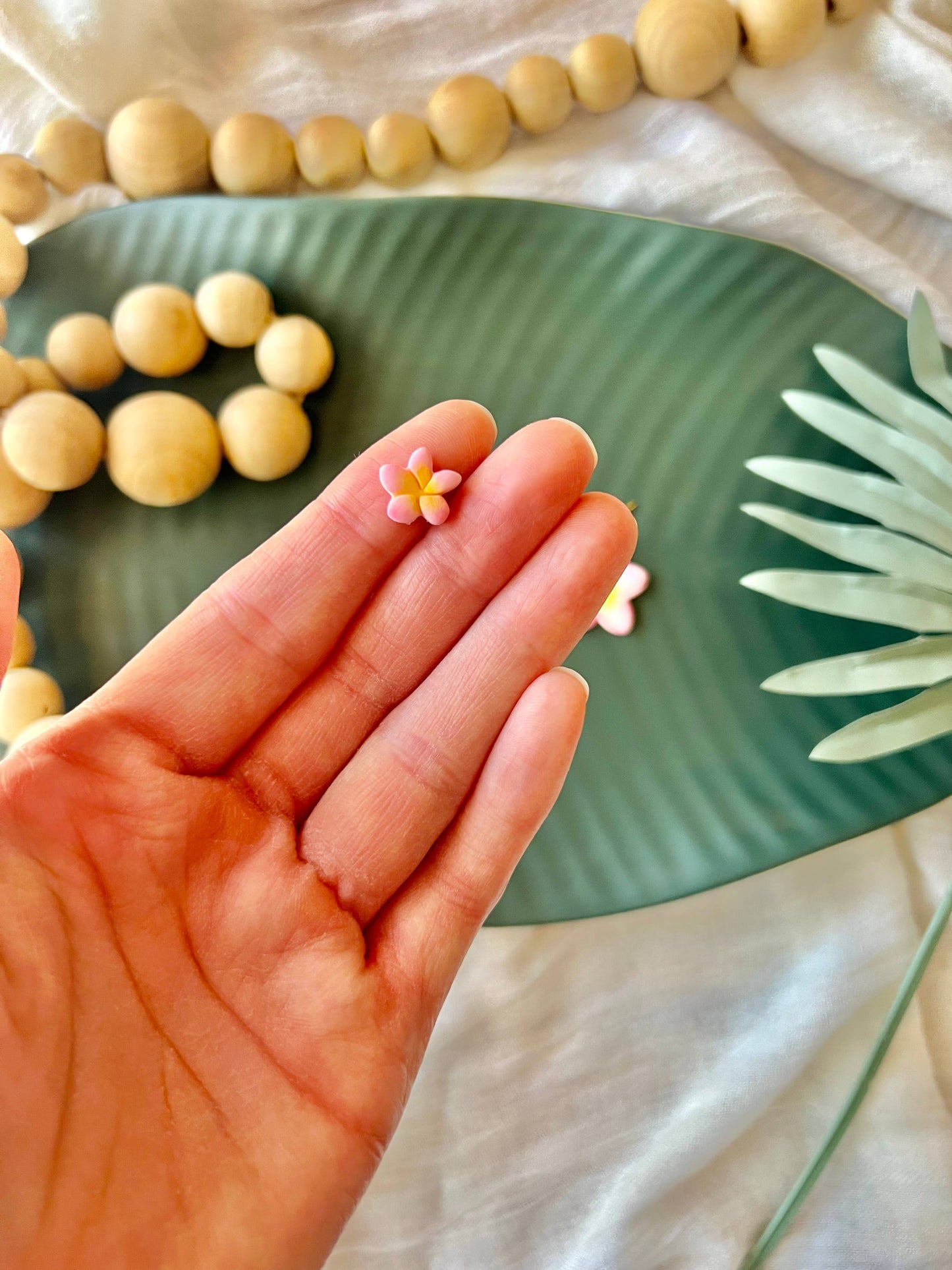 Plumeria Earrings, Flower Clay Earrings, Plumeria Studs
