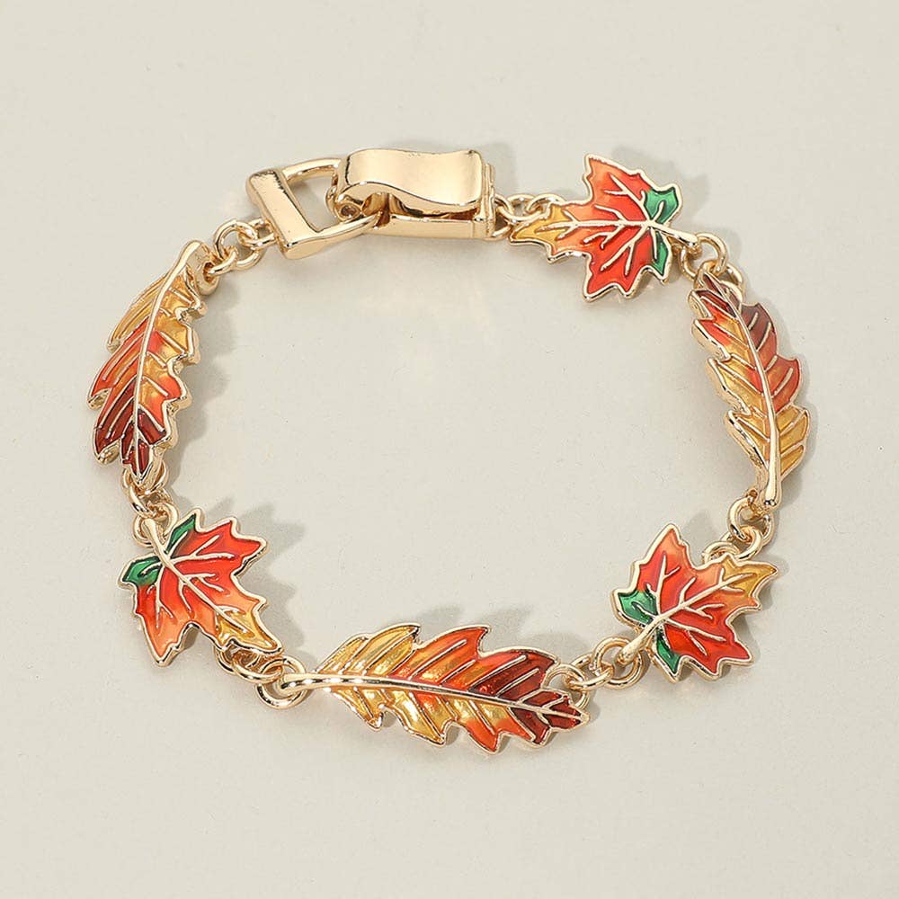 Autumn Foliage Charm Link Magnetic Bracelet