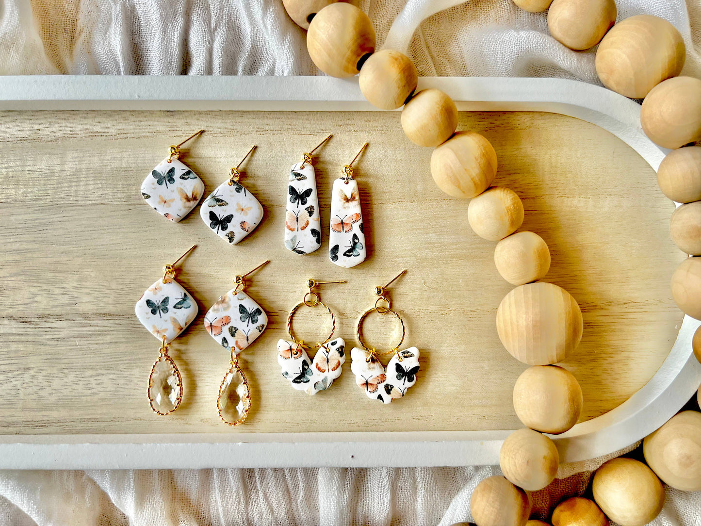 Butterfly Clay Earrings, Butterfly Earrings, Insect Earrings