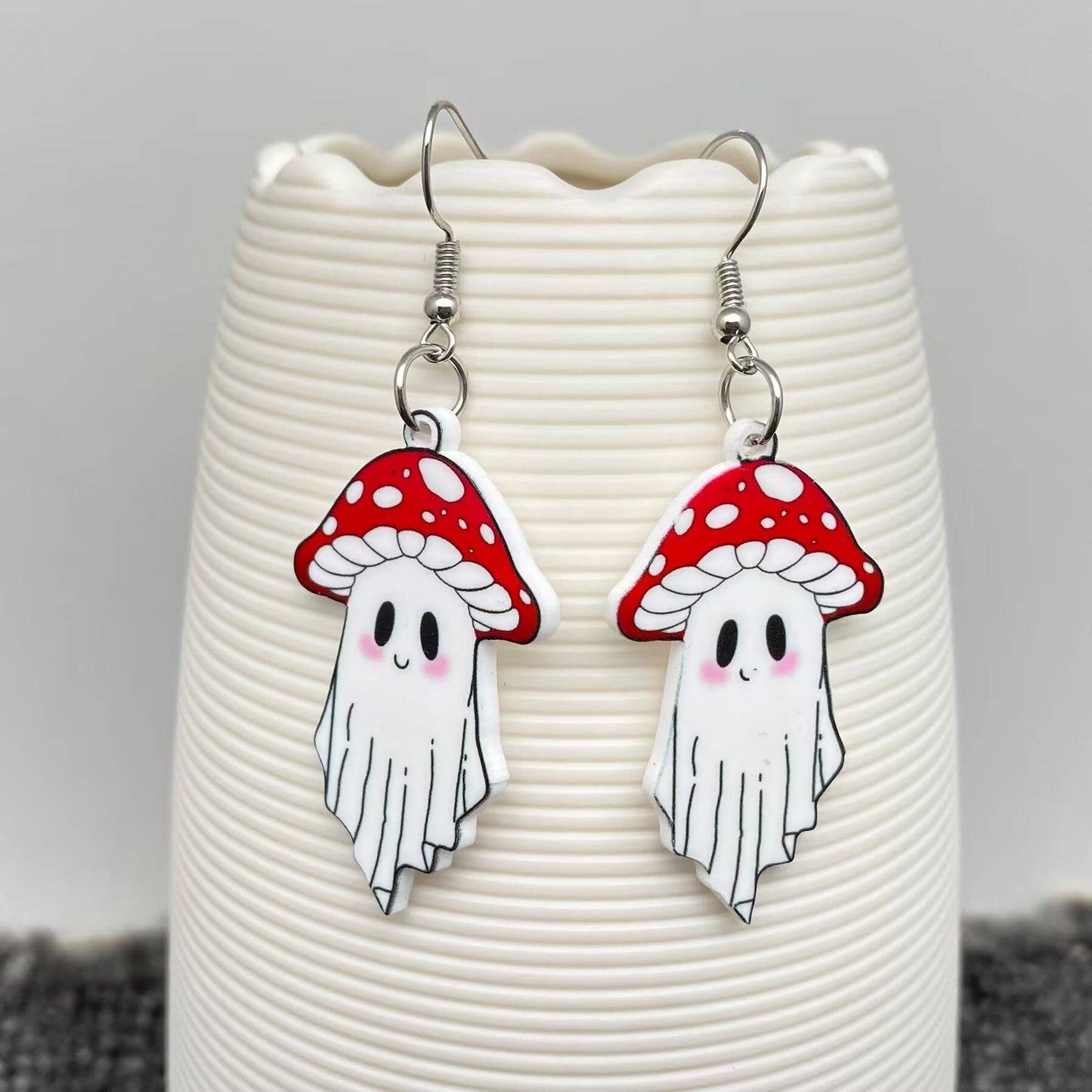 Mushroom Head Ghost Acrylic Dangle Earrings