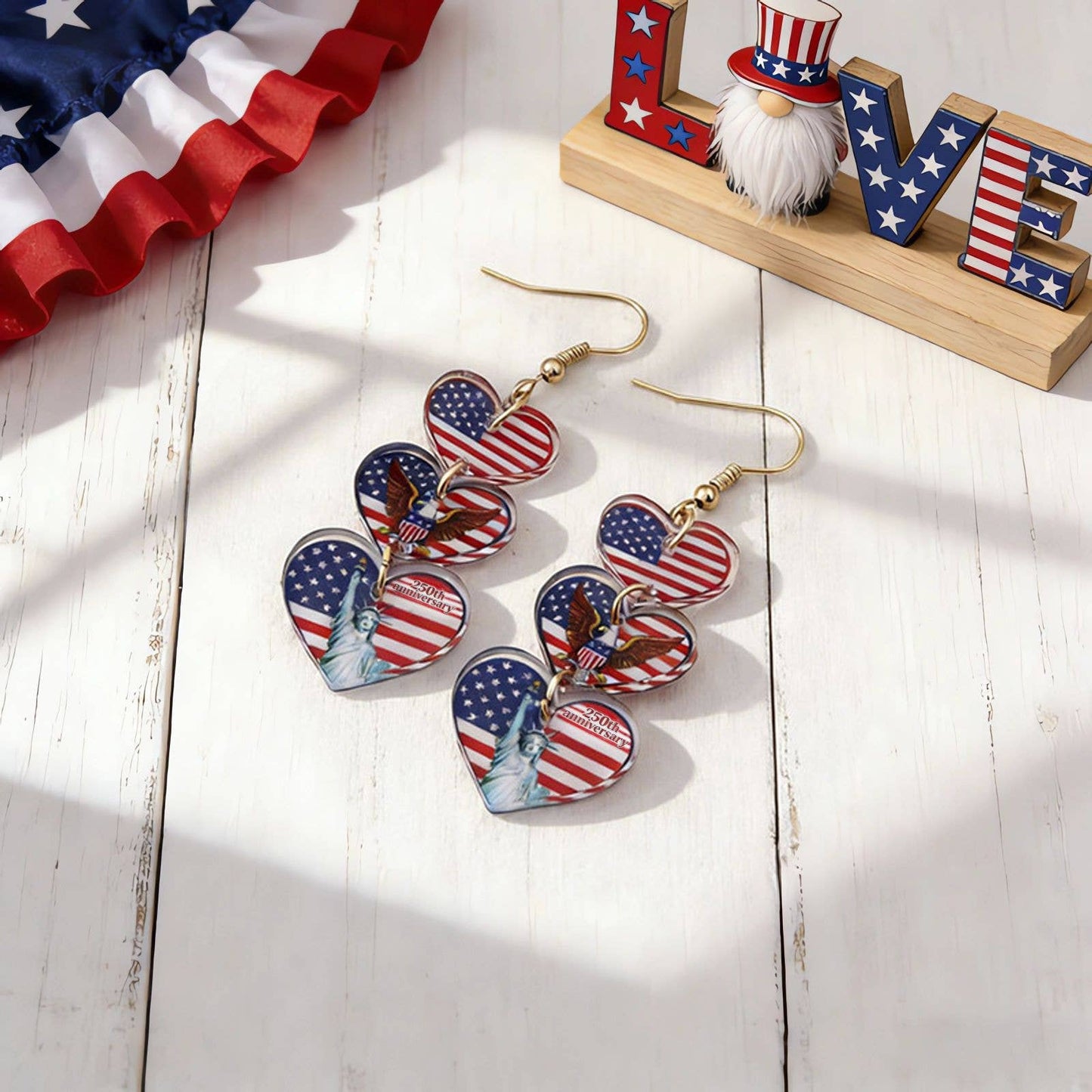 Fourth Of July Flag Element Acrylic Earrings
